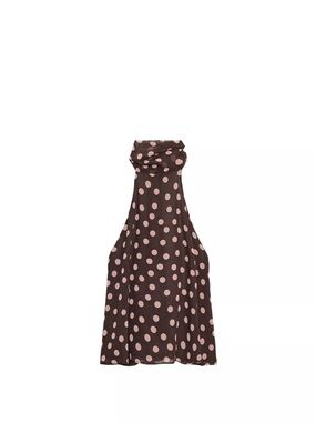 Zara Brown Halter Blouse with Pink Polka Dots